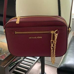 Michael Kors Red Crossbody Bag with Gold Hardware